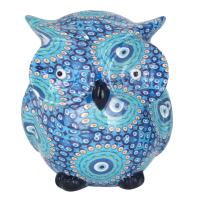 CAPRILO REGALOS & DECORACIÓN Figura Decorativa de Resina "Buho Azul Mosaico". Adornos y Esculturas. Animales. Regalos Originales. Decoración Hogar. 6 x 6,50 x 7,50 cm. - details 0