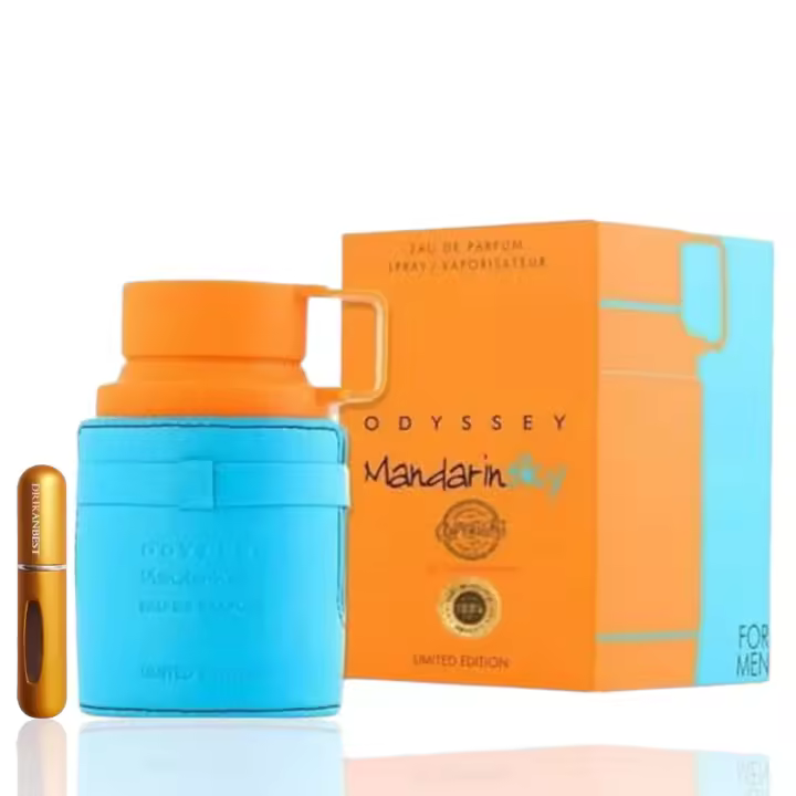 Perfume Odyssey Mandarin Sky by Armaf (Original)100ML, Perfume Árabe para hombres de Larga Duración Fragancia Cítrica-Amaderada con Toques Exóticos y Sensuales + REGALO Atomizador 5ML DRIKANBEST - 1