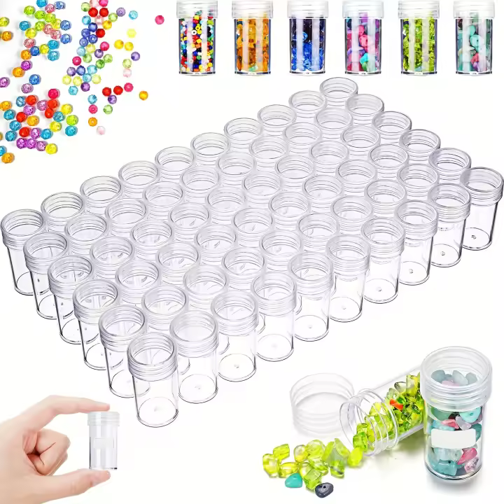 Caja De Almacenamiento Redonda Transparente Para Bricolaje Joyería Y Piedras Preciosas 12/40Pcs Caja Multifuncional Portátil - 1