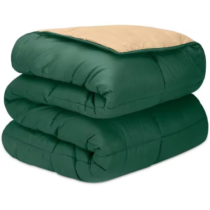DECASATEXTIL -Edredon Nordico Bicolor Reversible - 400Gr/m2 - Diferentes medidas - Edredon Microfibra – Reversible- Suave, cómodo, Ligero y Transpirable – VERDE/LINO - 1
