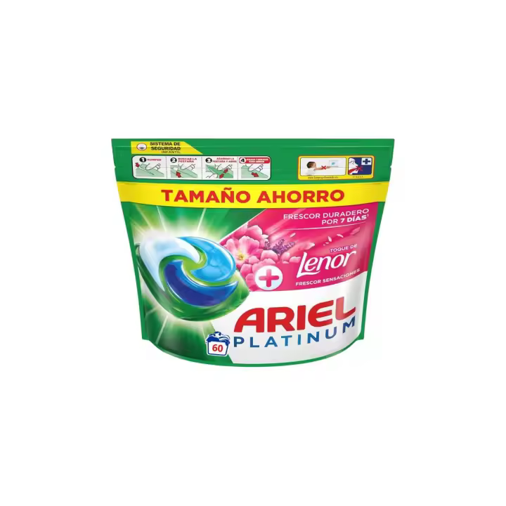 Ariel PODs Platinum ,Lenor Sensaciones 60 LAVADOS Detergente Líquido En Cápsulas Frescor Sensaciones Cápsulas, 60 Lavados - 1