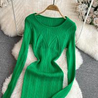 Vestido De Encaje Con Manga Larga Para Mujer Ropa De Fiesta Retro O-Neck Ajustado Estilo Coreano Poliéster Mid-Calf - details 45
