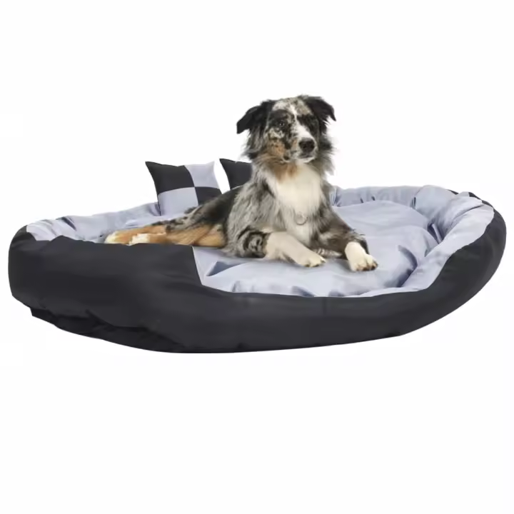 vidaXL Cojín para perro reversible y lavable gris y negro 150x120x25 cm - 1
