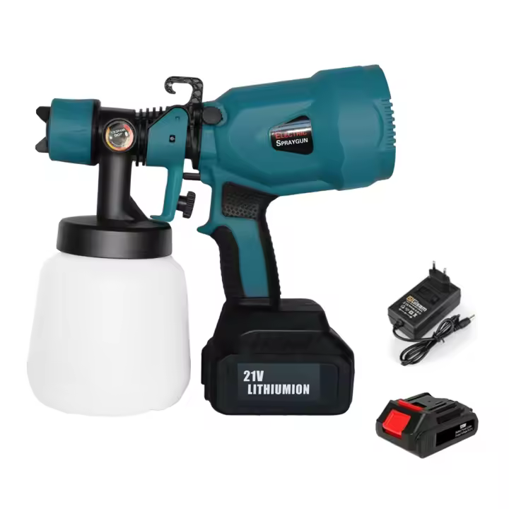 PISTOLA DE PULVERIZACIÓN eléctrica inalámbrica de 1000ML, pulverizador de pintura portátil para el hogar, aerógrafo con revestimiento de acero para muebles de automóvil para batería  de 18V - 1