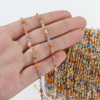 Cadena De Cuentas De Cristal Para Collares Y Pulseras DIY Colorida 1 Metro Material Metálico De Cobre Para Creación De Joyas - details 1