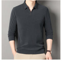 Camisa Polo De Lana De Color Sólido Para Hombre Primavera Otoño Cuello En Escalera De Lujo Calidad Diseño Casual Top De Manga Larga - details 10