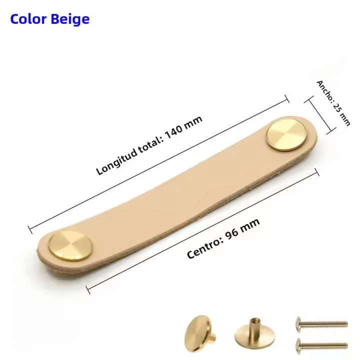 Pomo De Cuero Artificial Y Metal Para Muebles De Niños Estilo Nórdico Pull De Cobre Para Armario De Cocina Y Gabinete Herramienta De Muebles - 1