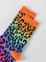5 Pares De Medias De Moda Para Mujer Con Estampado De Leopardo Colorido Media Calf Mid-Tube Para Todas Las Estaciones - details 4