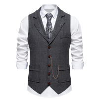 Chaleco Retro Para Hombres Con Cadena Y Bolsillos Estilo Tweed Escocés Casual Vintage Británico Adecuado Para Fiestas Y Tiempo Libre Talla US S a XXL - details 7