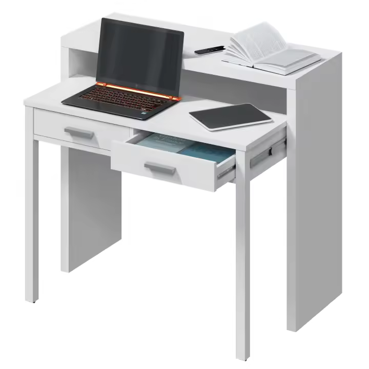 Mesa Escritorio desplegable en Color Blanco Artik/Roble Canadian, Blanco Artik/Cemento o Blanco Artik 98x87x36 cm - 1