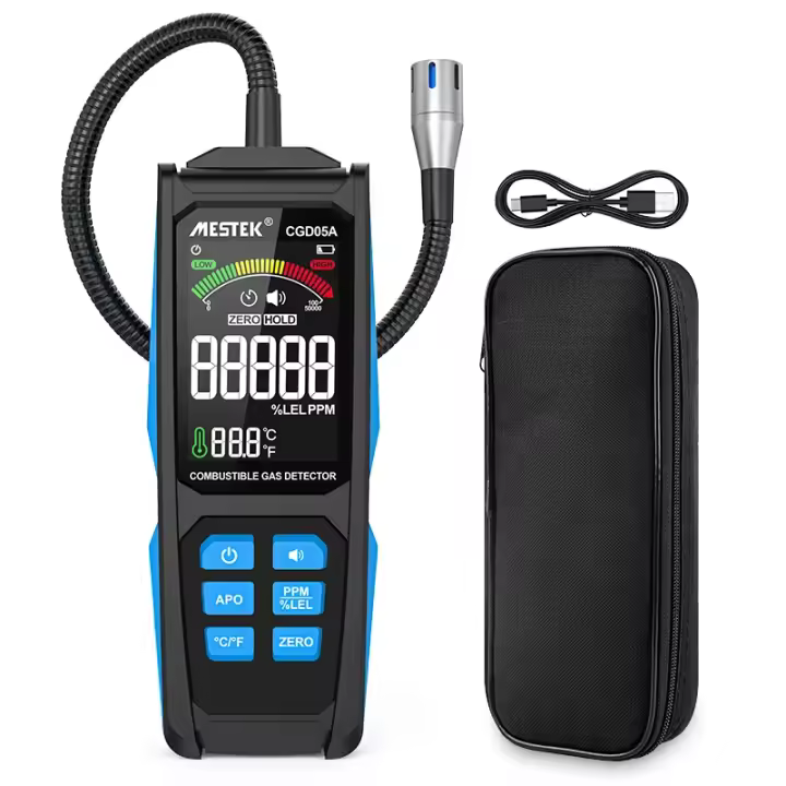 Detector De Gas Combustible CGD05A PPM LEL VA Pantalla De Color Analizador De Gas Recargable Medidor De Fugas De Gas Natural Triple Alarma - 1
