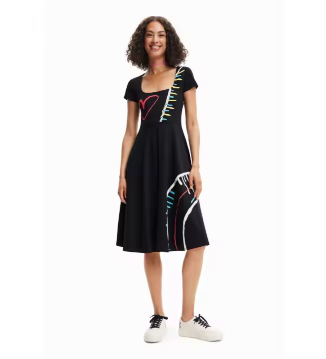 Desigual | Mujer | Vestido punto evasé Arty negro - 1