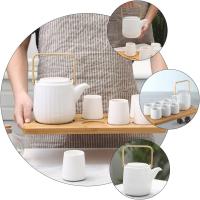 5 piezas de porcelana tetera de cerámica juego de té chino Kung Fu juego de té taza de café conjunto con tetera tazas de té para el hogar Oficina picnic - details 3