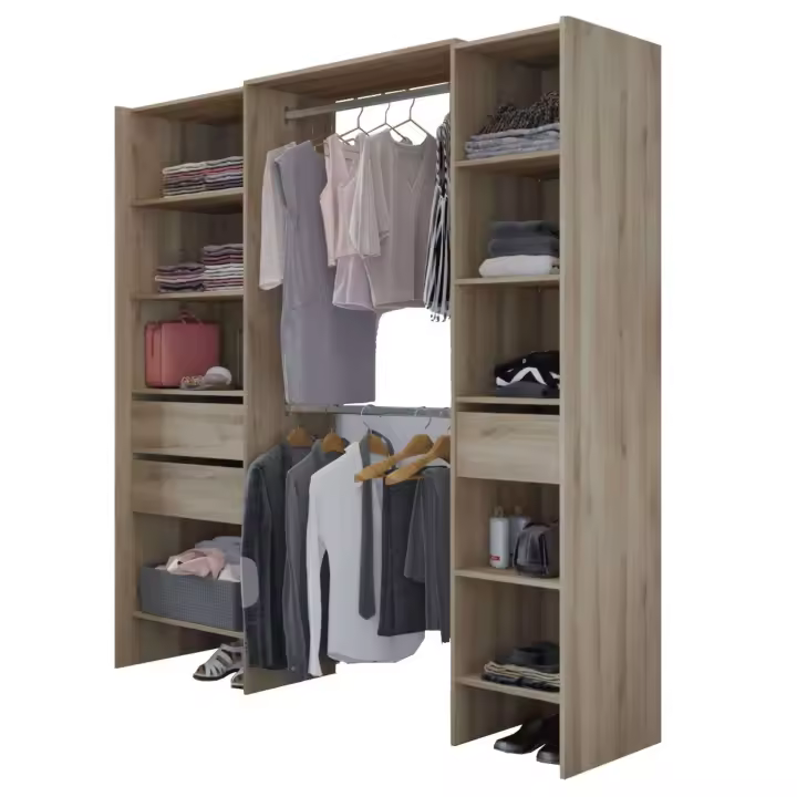 Vestidor Miami 2 Columnas Color Roble Kronberg Habitación Dormitorio Matrimonio Industrial 205x154-191x50cm - 1