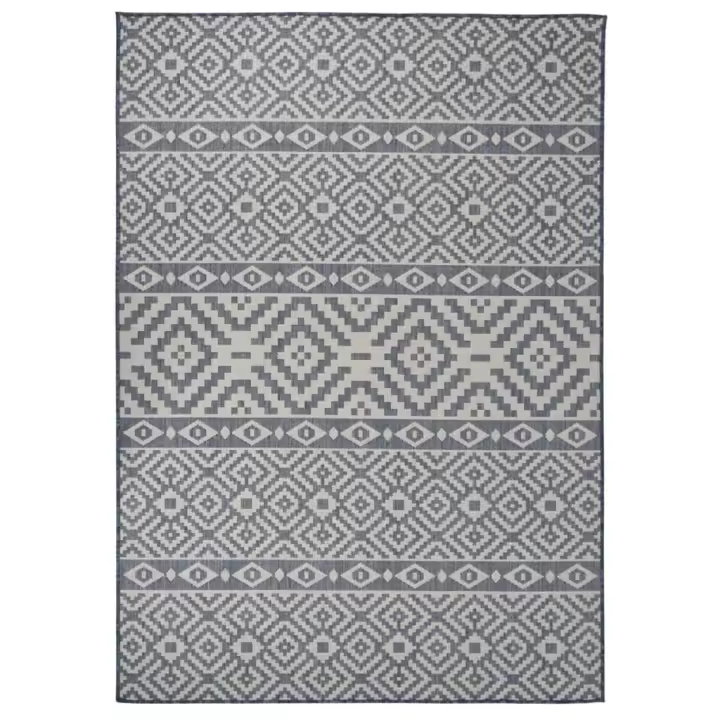 vidaXL Alfombra de exterior tejido plano estampado de hoja 140x200 cm Color Gris,  Taupé,  Azul y mas Alfombras de área  Alfombra de Piso para Sala de Estar Dormitorio Habitación Salón - 1