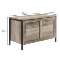 HOMCOM Baúl de Almacenaje para Dormitorio 95 L Banco de Almacenaje con Tapa Bisagra de Seguridad para Pasillo Salón 80x40x50 cm Marrón Grisáceo - details 2