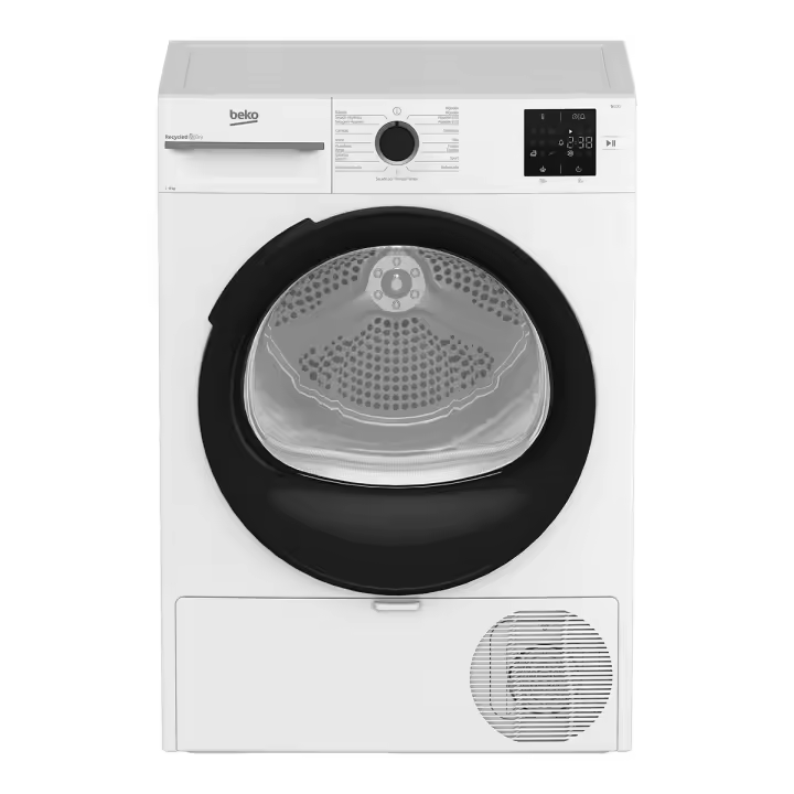 Beko - Secadora de ropa BM3T38230WB con bomba de calor, capacidad 8 kg, clase energética A++, tecnología EcoGentle™ y AquaWave® para familias, color blanco - 1