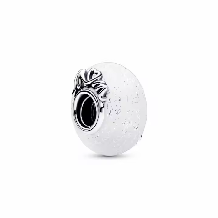 Charm Pandora Amor & Mamá Cristal Murano blanco - 1
