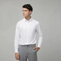 Camisa Social Para Hombre De Calidad Alta Anti-Arrugas Con Cuello En V Y Botones Larga Manga Para Oficina Y Negocios Blanco Ajustada - details 4