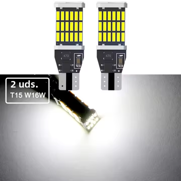 Lámparas LED Super Brillantes T15 W16W 921 912 1200LM Alta Potencia 45PCS 4014SMD Para Luz Retroiluminación Del Coche 12V 6500K Blanco Universal - 1