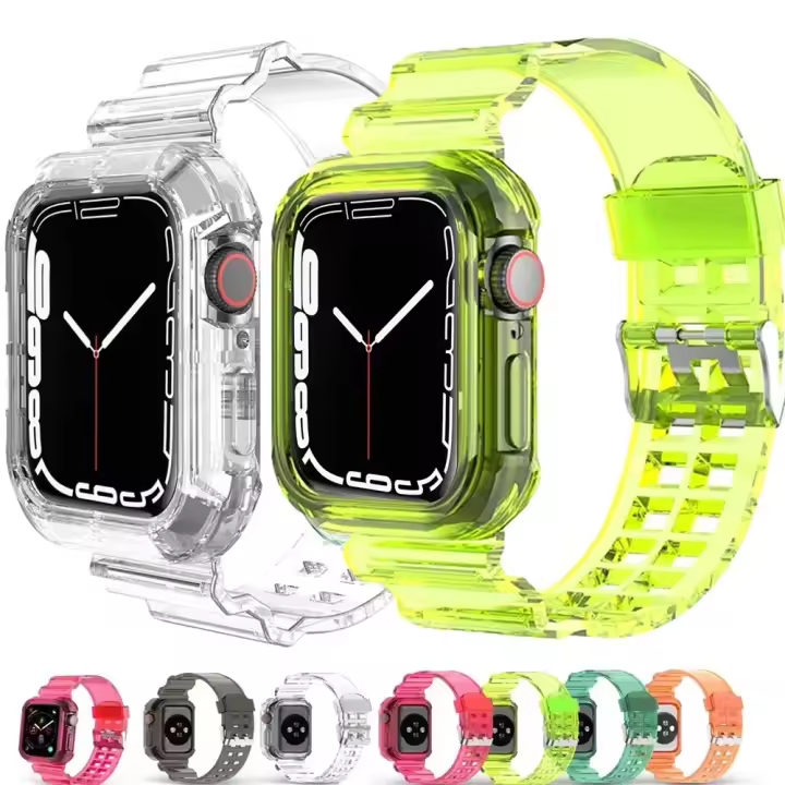 Carcasa Transparente + Correa Para Apple Watch Series 9 8 7 6 SE 5 Compatible Con Iwatch 3 Correa De Plástico 38mm 40mm 42mm 44mm 45mm 49mm - 1