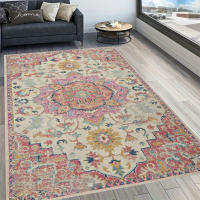 Carpetas Decorativas Retro Europeas De Goma Antideslizante Para Sala De Estar Y Habitaciones Lavables Mecánicamente Poliéster Modernas Tamaño Rectangular - details 6