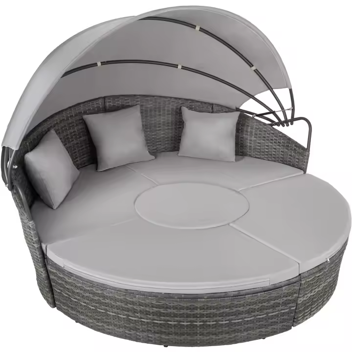TECTAKE - Isla de ratán SANTORINI, Trenzado de poliratán de gran calidad y con protección UV, Estructura resistente y estable de acero, Combinable y versátil, con pinzas de unión - 1