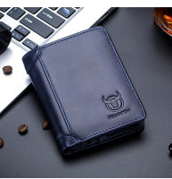 BULLCAPTAIN Cartera De Cuero Genuino Para Hombre Pequeña Monedero RFID Con Portatarjetas Y Bolsillo Para Monedas Calidad Superior - details 12