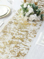 1pc Corredor De Mesa De Poliéster Dorado Metálico Brillante Para Decoración De Comedor Bodas Cumpleaños Banquete - details 1