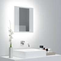 vidaXL Armario espejo de baño con luz LED acrílico 40x12x45 cm en color Blanco/Roble ahumado/Roble artisan y más | almacenamiento funcional diseño moderno para baño dormitorio sala - details 6