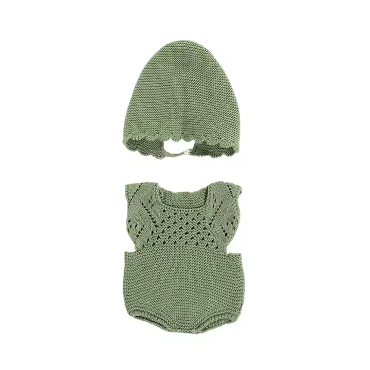 Peto y gorro de punto para muñecos de 40cm - 1
