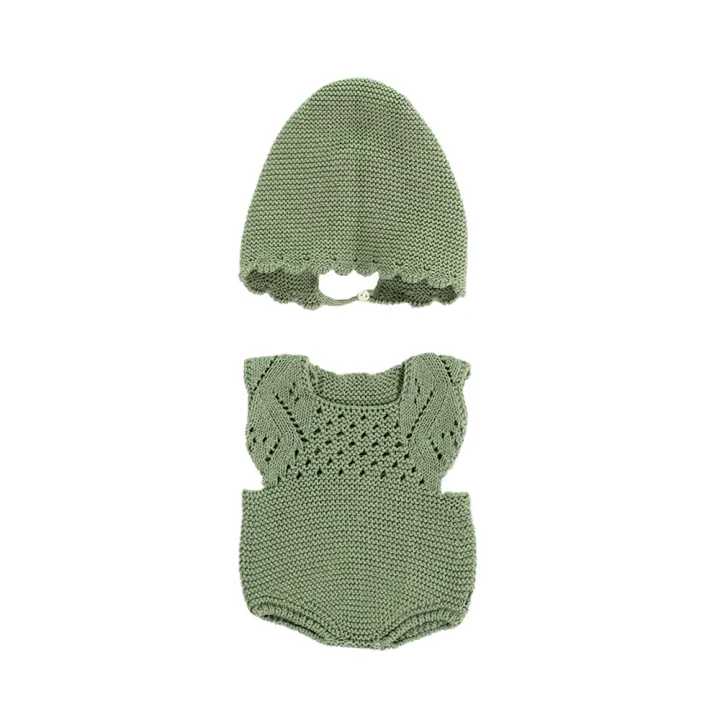 Peto y gorro de punto para muñecos de 40cm - 1