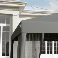 Gazebo plegable Gazebo Flash Gazebo 3x3m, Paredes laterales incl. Metal Y Canvas Oxford gris Claro y Negro Para Jardines y eventos - details 1