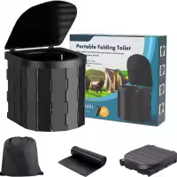 Inodoro Portátil plegable para Camping y Emergencias - Plástico Duro-ligero y fácil de Limpiar - details 0