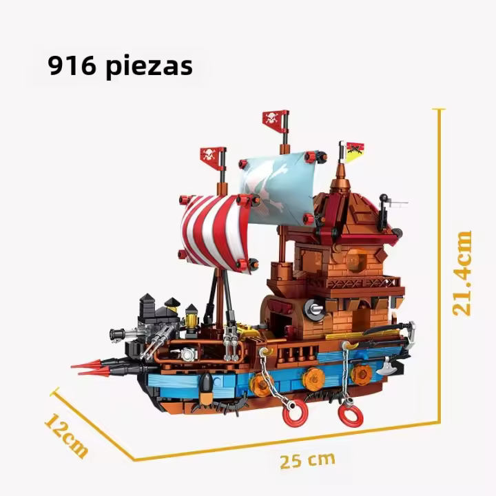 Bloques De Construcción De Piratas Medievales Creativos Barco Modelo Caribeño Aventura Con Bloques Pequeños Para Niños Y Adultos Regalo Ideal Para Navidad - 1