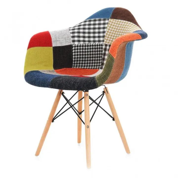 Sillón TOKIO PAT22, madera, tejido patchwork color 22 - 1