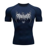 Camiseta De Compresión Para Hombre Quick-Drying Transpirable Con Mangas Cortas Estampada Elasticidad Para Fitness Gimnasio Running Y Deportes Tallas S-3XL - details 2