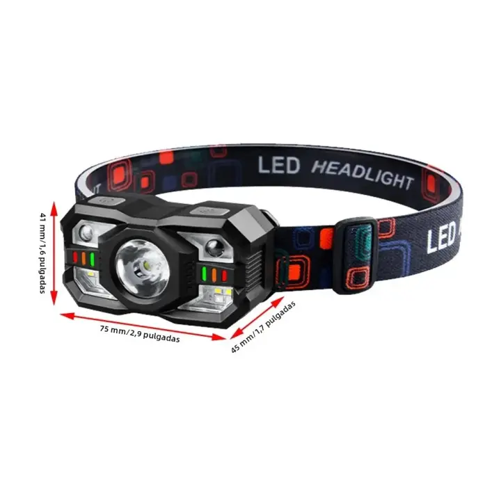 Linterna Frontal De Pesca LED Alta Potencia Multifuncional Carga Type-C Luz Fuerte Alcance Largo Recarga Inducción - 1