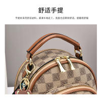 Mochila Vintage a Cuadros Para Mujer Estilo Girly Con Contraste De Hombros Mochila Redonda De Moda Cruzbody Sencilla Con Costuras Material PVC - details 4