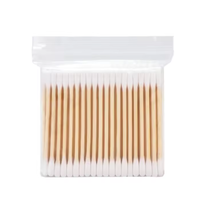 100 Pcs Bastones De Cera De Algodón 100% Hipoalergénicos Y Libre De Cloro Con Mango De Madera Para Limpieza Diaria De Oídos - 1