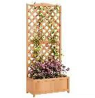 Jardinera Outsunny con enrejado - Jardinera - dimensiones 76L x 36W x 170H cm - Base de listones - Madera de abeto aceitada - 1