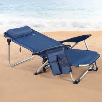 Aktive - Pack 2 sillas de playa tumbonas bajas plegables, reclinables 4 posiciones con cojín, bolsillo lateral y sistema antivuelco, estructura aluminio, 51x45x76 cm - details 2