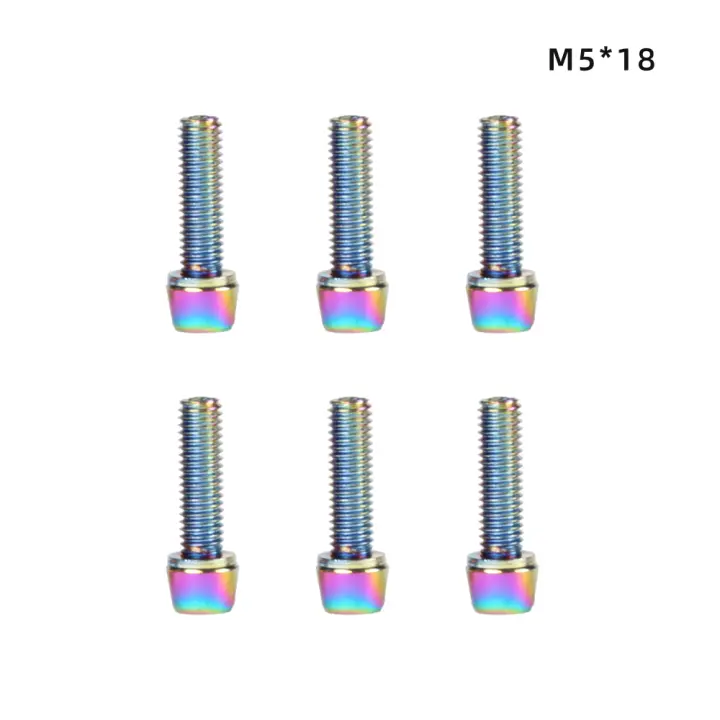 6pcs Tornillos Y Juntas Para Manillar De Bicicleta MTB Y Carretera TANKE M5 * 18 15mm Arco De Botella Arco De Agua Arco De Bebida Color Arco Iris - 1