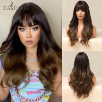 Pelucas Sintéticas Largas De Ombre Marrón Rubia Con Franja Para Mujeres Afro Peluca Cacheada Resistente Al Calor Para Uso Diario Cosplay - details 19