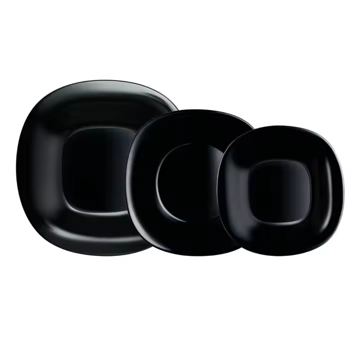 Vajillas de vidrio Opal Colección Carine de Luminarc - Tamaño de 12 o 18 piezas - Diseños en Blanco, Negro, Gris, Azul y Turquesa - Fabricada Francia - Resistente al choque térmico - Apta para el microondas, frigorífico y lavavajillas - 1