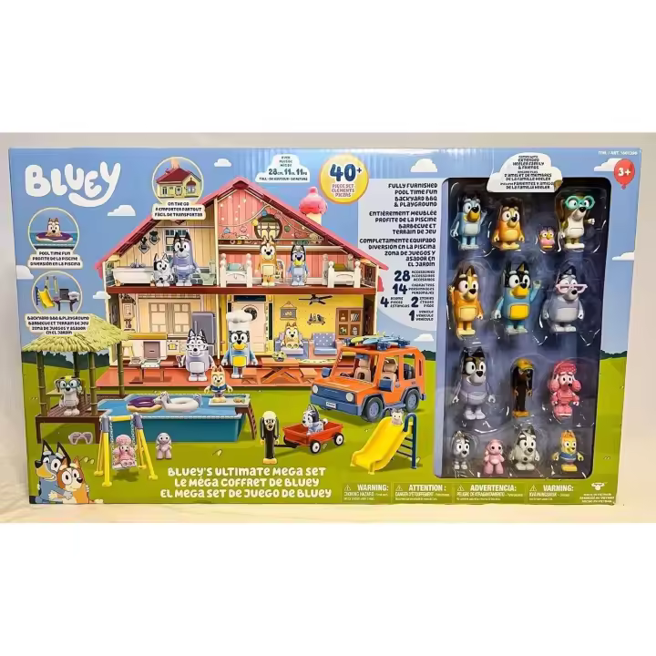 Bluey - Gran conjunto 2023 de 40 piezas, 4 juegos en un mega juego completo y ampliado, 14 figuras de personajes de familia y amigos Heeler - 1