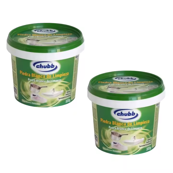 Chubb -  Pack de 2 Piedra Blanca de Limpieza 500g - Eficiente y Natural para Cocina, Baño y Más - Sin Químicos Dañinos - 1