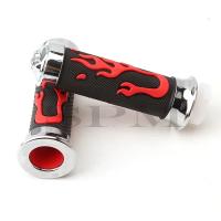 Pareja De Manillar De Motocicleta Universal En Forma De Bola De 7/8 Pulgadas 22mm Rubí Rojo Con Diseño De Calavera Y Llama Para Honda Suzuki Yamaha - details 3
