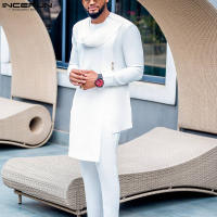 INCERUN Conjunto De Moda Para Hombre Estilo Musulmán Camiseta Larga Y Pantalones 2 Piezas Streetwear Casual Tejido Knit Talla S-5XL - details 1