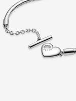 Pandora - Pulsera Pandora Moments with Cadena de Serpiente y Barra en T with Corazón-Plata de Lei - details 2